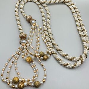 Vintage Mini Pearl Fashion Lariat Rope Necklace